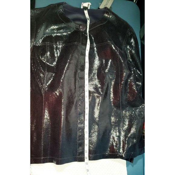 Chico's Reversible Leather & Shiny Plum Purple Snake Skin Jacket NWT Sz XL 3 - Picture 6 of 12